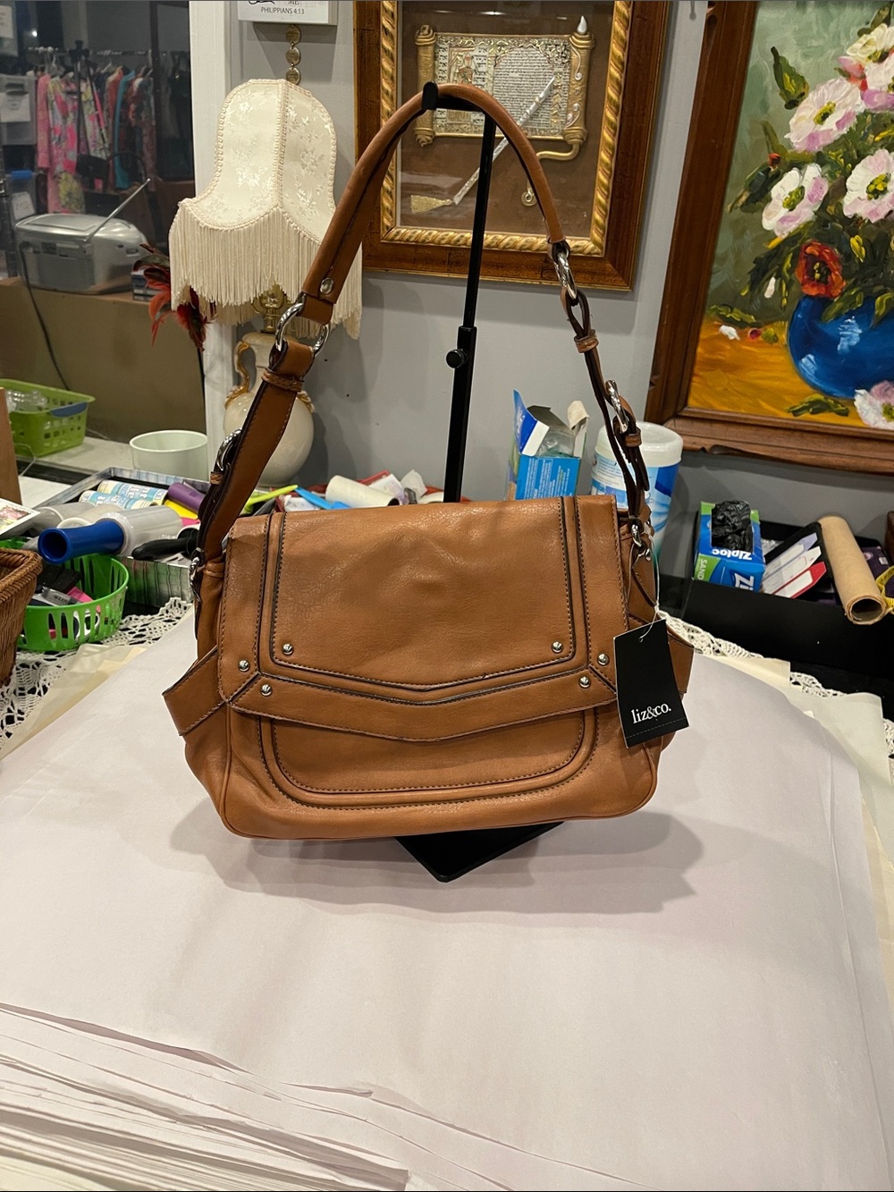 liz & co. cognac brown  shoulder satchel